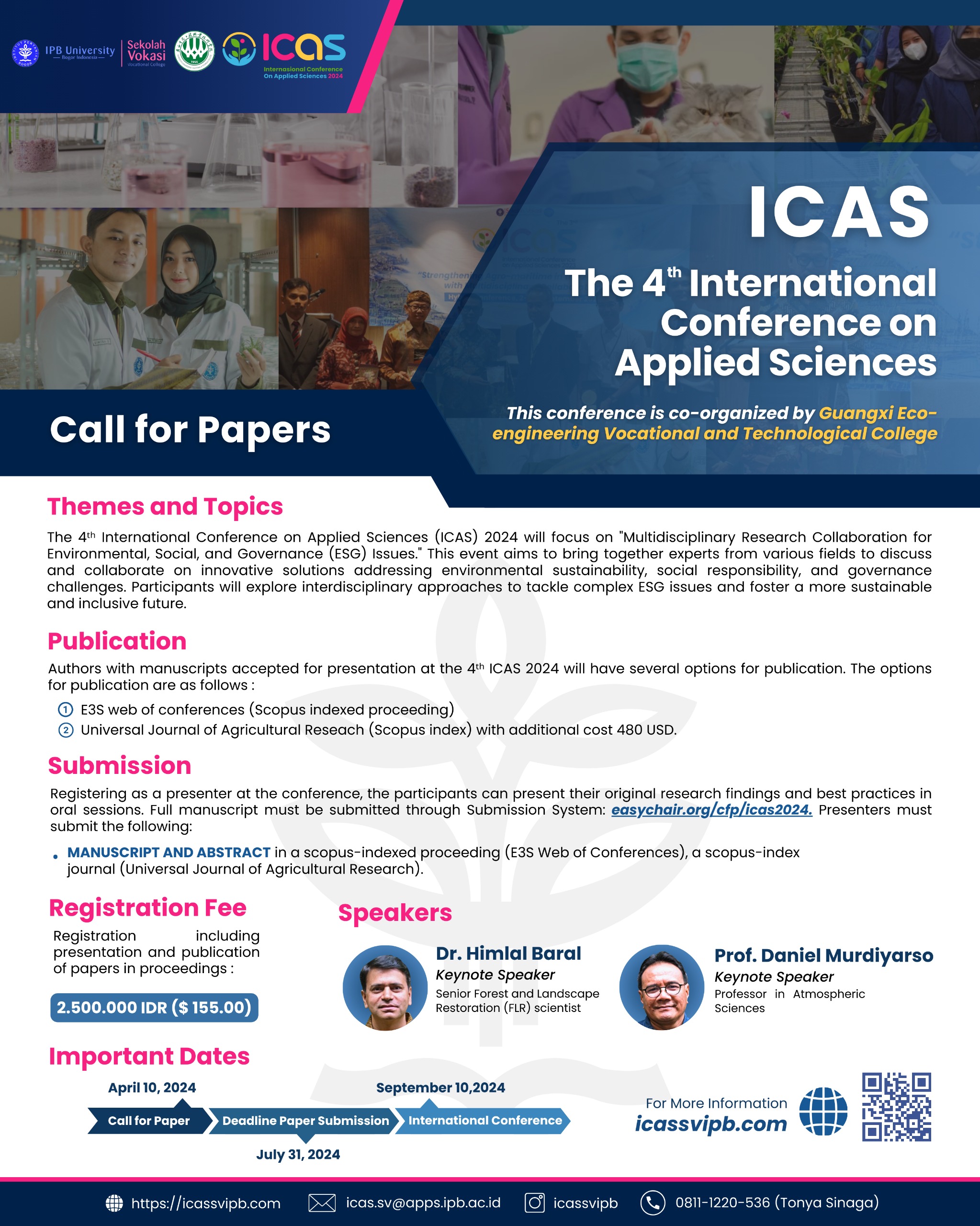 Sekolah Vokasi IPB University Siap Kembali  Gelar International Conference on Applied Sciences (ICAS) 2024