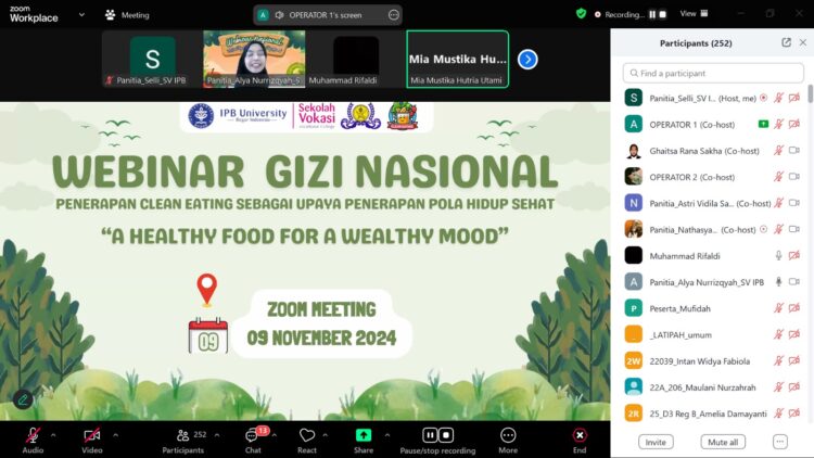 Program Studi Manajemen Industri Jasa Makanan dan Gizi Sekolah Vokasi IPB University Menyelenggarakan Webinar Nasional mengenai “Penerapan Clean Eating sebagai Upaya Penerapan Pola Hidup Sehat”